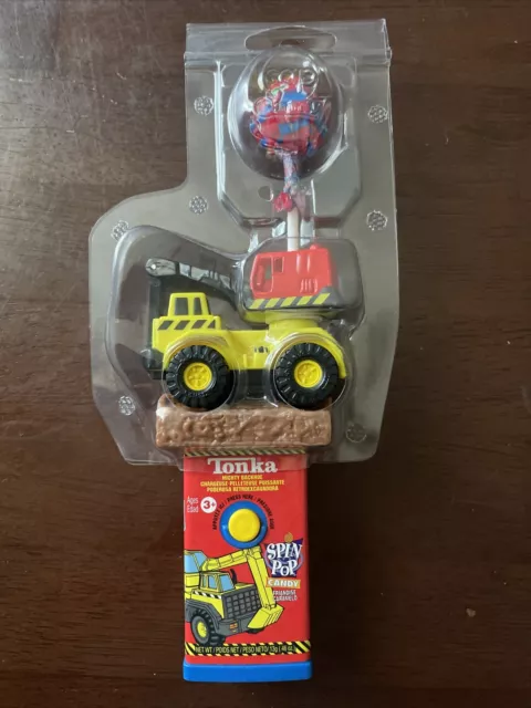 Vintage TONKA Mighty Backhoe SPIN POP Lollipop Candy Container BACKHOE