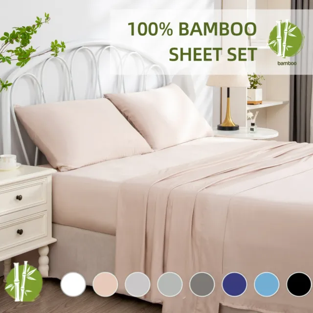 LINENOVA 100% Cooling Bamboo Sheet Set Luxury Comfort Soft High Quality 4Pcs AU