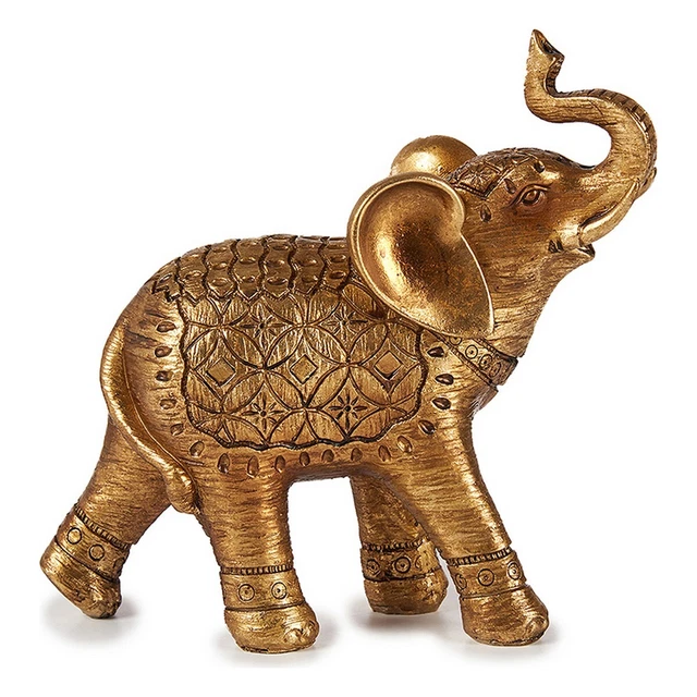 Figura Decorativa Elefante Dorado Resina [21 x 8 x 20,5 cm]
