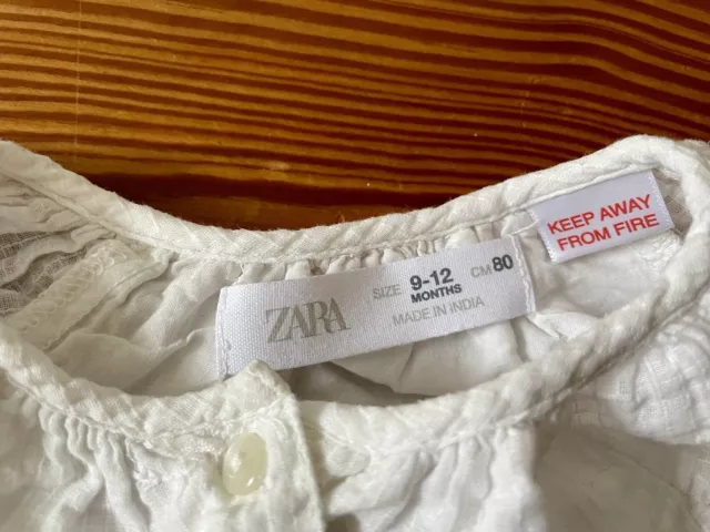 Zara baby Bluse Hemd Taufe Hochzeit Gr. 80 74 Creme weiß Spitze Stickerei 3