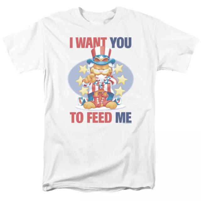 Garfield Patriotic I Want You To Feed Me T Shirt Licensed Comic Book Tee White