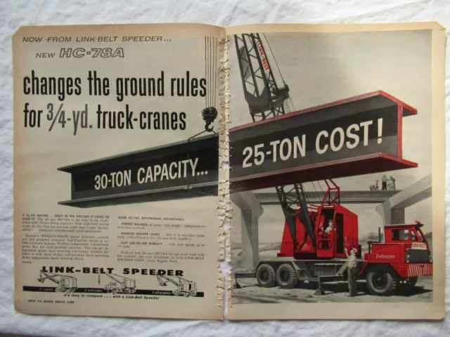 1959 Print AD Link-Belt Cranes 11X8" two separate sheets