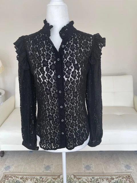 ICONS Objects of Devotion Black Size XS Lace Button Down Blouse MSRP $189 ICONS Objects of Devotion Black Size XS Lace Button Down Blouse MSRP $189