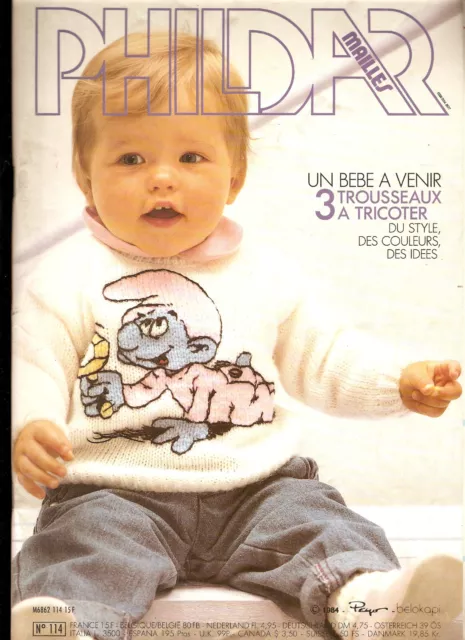 LIVRE CATALOGUE TRICOT CROCHET MACHINE « PHILDAR » LAYETTE n°114