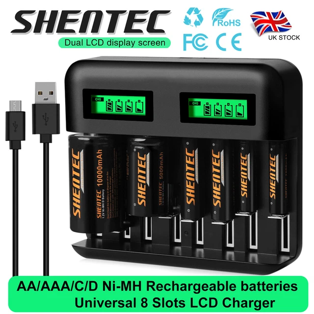 UNIVERSAL 8SLOT FAST Battery Charger / AA AAA C D NiMH Rechargeable