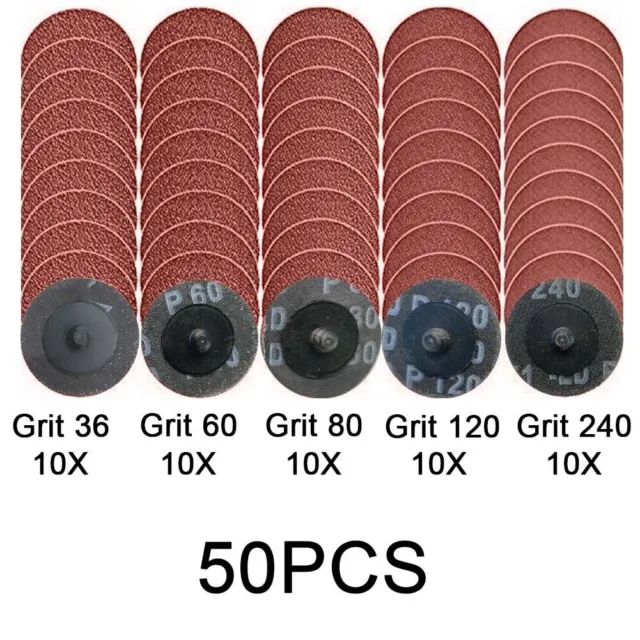 50Pcs 2" 50mm Roloc Type R Roll Lock Quick Change Discs Die Grinder Sanding Pads