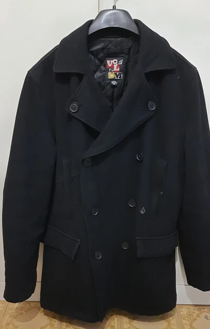 VOLCOM Cappotto Invernale DoppioPetto Uomo Nero taglia M