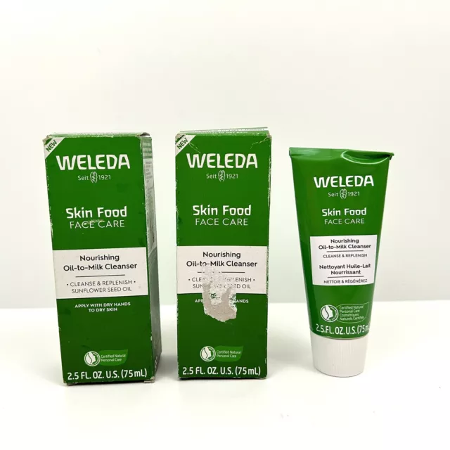 Lot 3 NEW Weleda Skin Food Face Care Nourishing Oil-To-Milk Cleanser, 2.5 Fl Oz