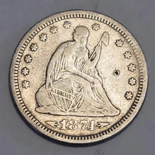 1874 s Seated Liberty Quarter 25c