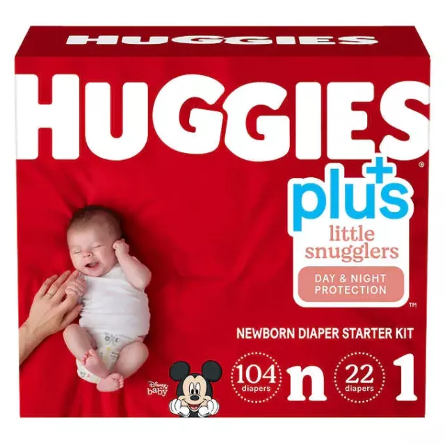 Huggies Plus Newborn Diaper Starter Kit 104 Newborn and 22 Size 1