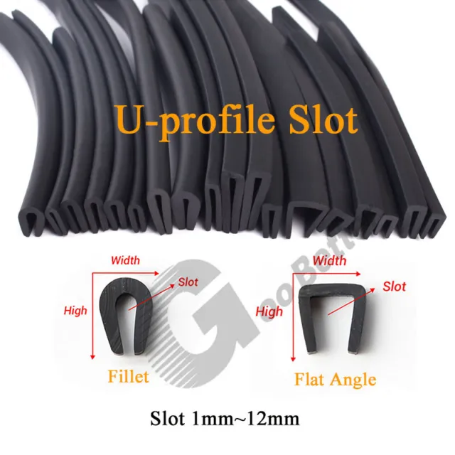 Rubber Edge Protection Frame U-profile Slot Car Edging Trim Seal Black 1mm~12mm