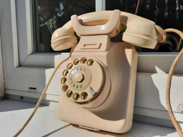 ELEGANTER Wand Wählscheiben Telefon Siemens, W49 Post, Bakelit, 1969, Germany