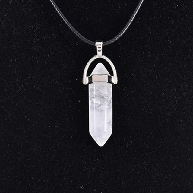 Natural Hexagonal Point Wand Gemstone Pendant Chakra Quartz Crystal Necklace US