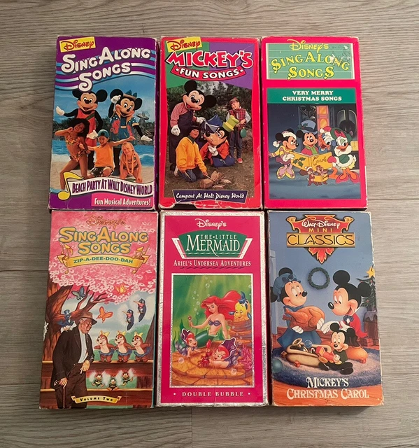 VINTAGE WALT DISNEY Sing Along Songs VHS Lot of 6 Tapes Beach Mermaid ...