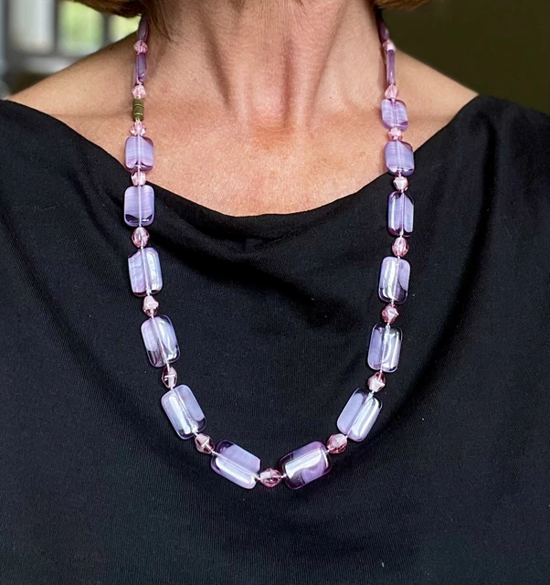 Collier Vintage En Améthyste - Pierre Dure Violet Mauve, Bijou Ancien Et Charme Naturel