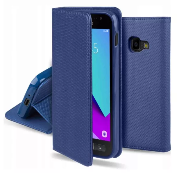 Für SAMSUNG GALAXY XCOVER 4S Tasche Hülle Book Case SMART Magnet BLAU Handy