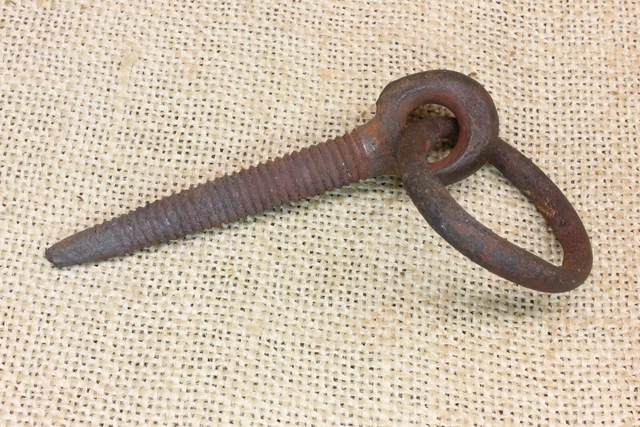 Old Horse Tie Hitching Post 1 3/4" Ring Spike Vintage Well Worn Hand Forged Iron