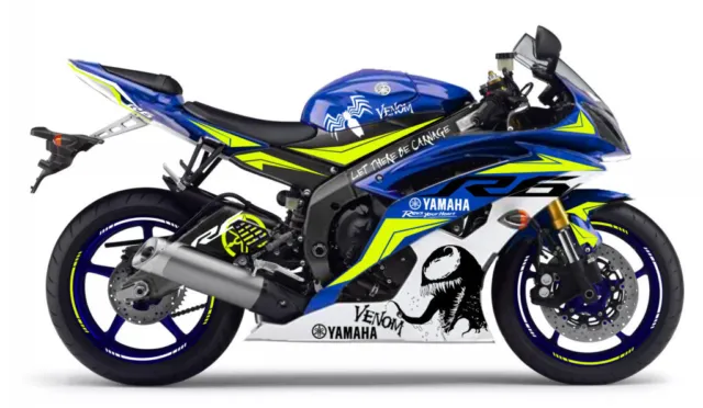 Yamaha R6 Decals Kit "Venom" 2008-2016 - Blue Edition ll, Black