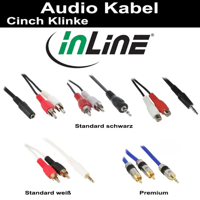 InLine Audiokabel, div. Anschlüsse 0.2m-25m Cinch/Klinke Standard Premium