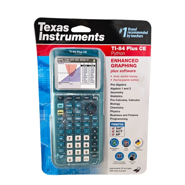 Texas Instruments TI-84 Plus CE Python Color Graphing Calculator - Teal Metallic