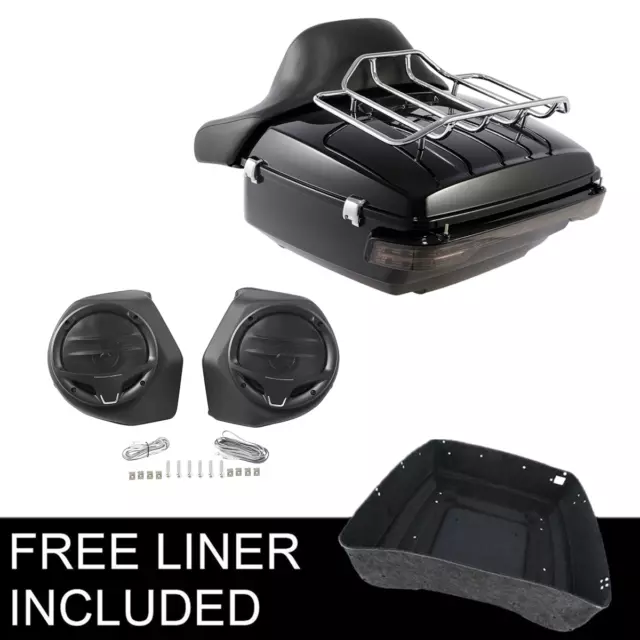 King Trunk Rack Pad Speakers Light Fit For Harley Tour Pak Road Glide 2014-2023