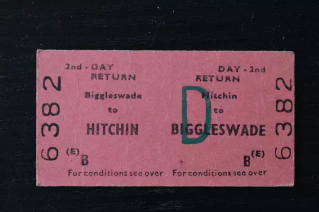 BRB Eisenbahnticket Nr. 6382 BIGGLESWADE nach HITCHIN
