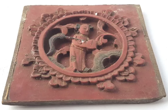ASIATIKA Holzrelief Relief Holzbild Hand- geschnitzt China um 1850 - 1900 AL1316 2