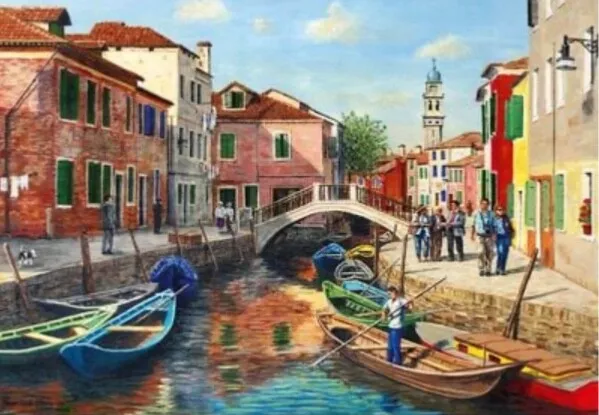 Used Stunning “Canals of Venice”  Corner Piece 1000 Jigsaw Puzzle Ex Condition