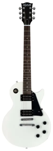 Shaman E-Gitarre Single Cut Style Design Humbucker Flat Top Mahagoni Linde weiß 3