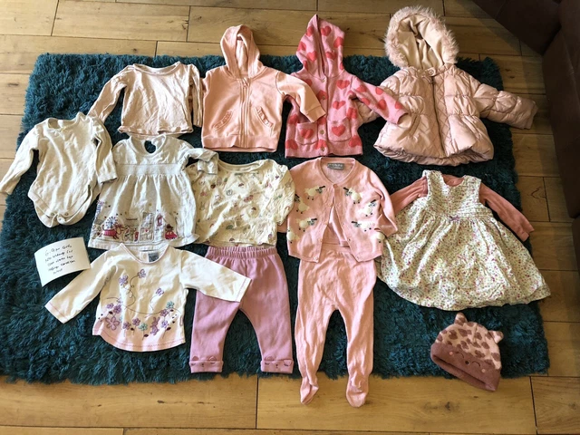 Pacchetto vestiti ragazze età 6-9 mesi prossimo noce moscata F&F cappotto abito cardigan