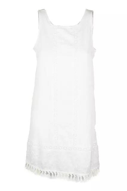 Sanctuary White Sleeveless Alicia Boheme Embroidered Fringe Shift Dress XS