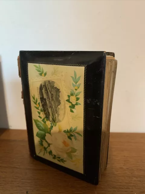 Antique Victorian Edwardian Hand-Painted Lacquered Photo Album Book