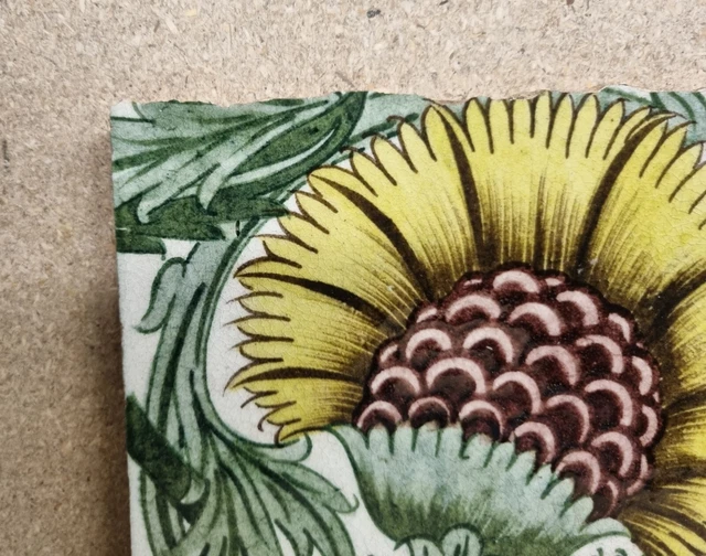 Antique william de morgan floral tile -  Merton Abbey 6