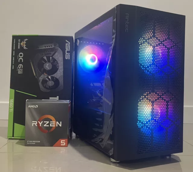 Custom Gaming PC AMD Ryzen 3600x 3.8GHz, 8GB Memory, 256GB SSD, GTX 1660 Ti