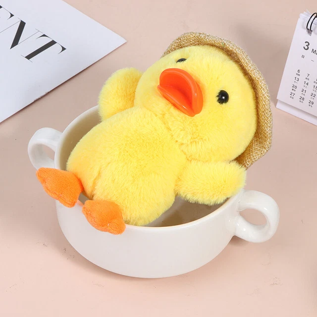 14cm Duck Keychain Straw hat Ducks Doll Duck Pendant Plush Stuffed Soft Toys SY