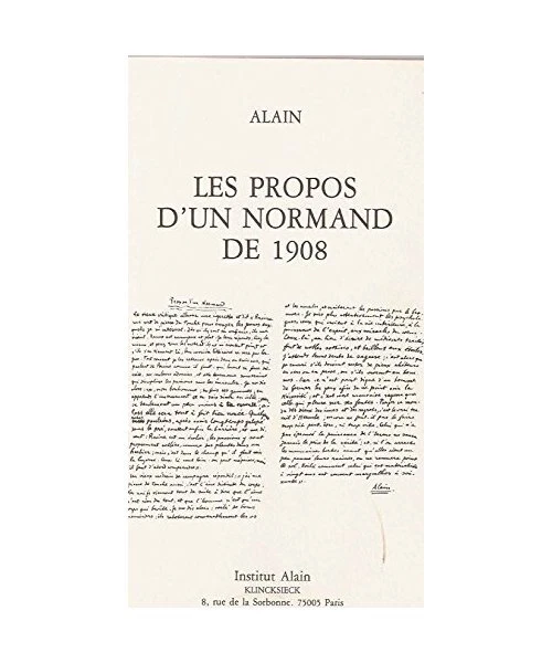 PROPOS D'UN NORMAND 1908, Alain/ EUR 16,36 - PicClick FR