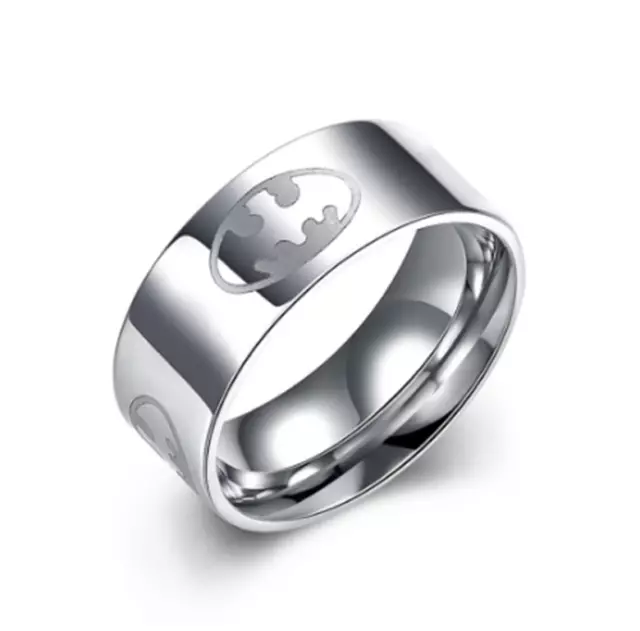 Mens Womens Stainless Steel Batman Bat Symbol Wedding Ring Band Size 8-10 #RG1