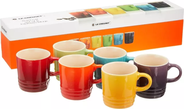 Le Creuset Stoneware Rainbow Espresso Mug Gift Set, Multi-Color from Japan New