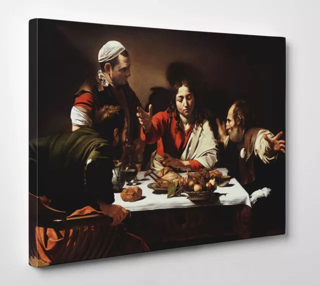 🇮🇹 Quadro Caravaggio Cena in Emmaus Stampa su Tela Canvas Vernice Pennellate