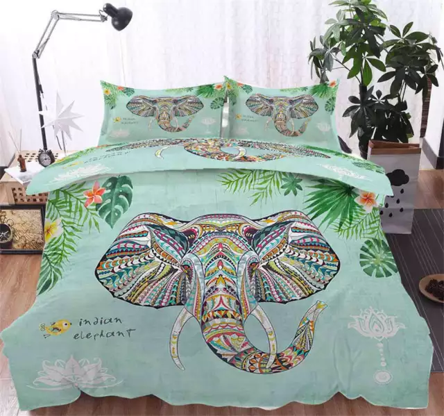 Retro Elephant 3D Printing Duvet Quilt Doona Covers Pillow Case Bedding Sets