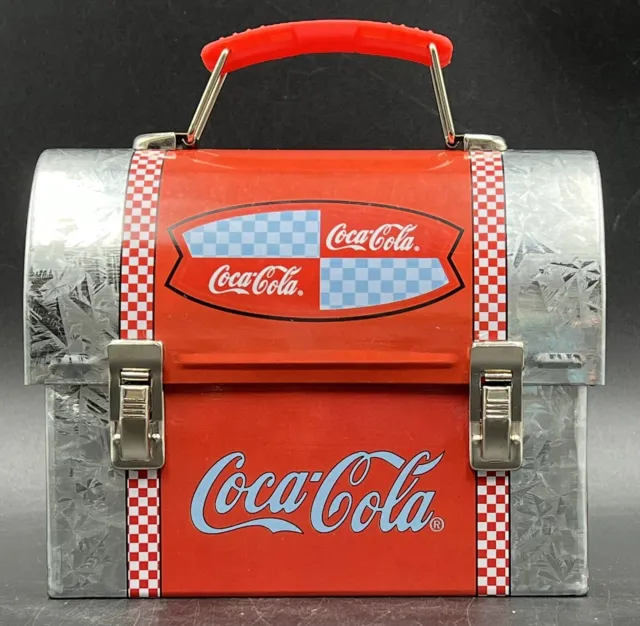 Coca Cola Tin Metal Mini Lunch Box Dome Small Lunch Pail Workbox Coke