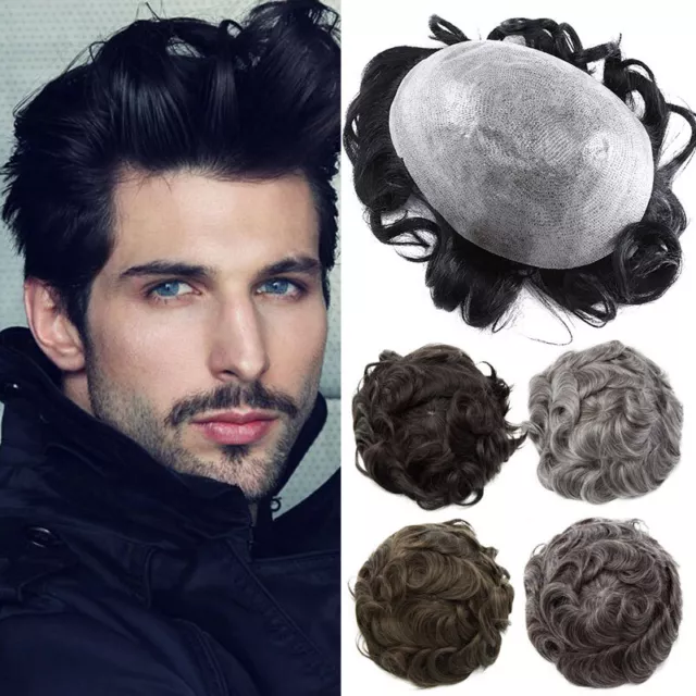 Echthaar Toupet für Männer Haarteile Herrenperücke Wig 0.08mm Skin/Folien Basis