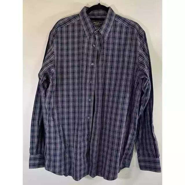 Eddie Bauer Classic Fit Wrinkle Resistant Large Tall Long Sleeve Blue Plaid