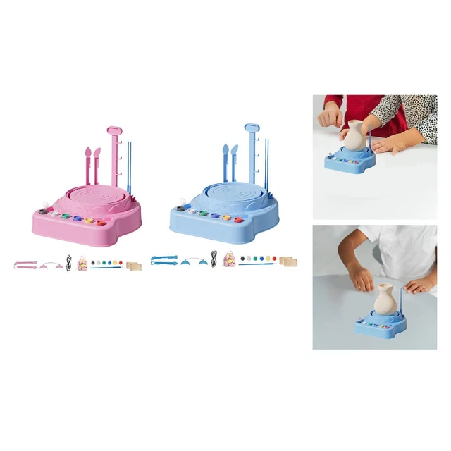 Tour De Poterie électrique Pour Enfants Avec Argile - Kit Créatif Complet (2 Argiles, Peintures, Outils), Alimentation USB, 8-12 Ans