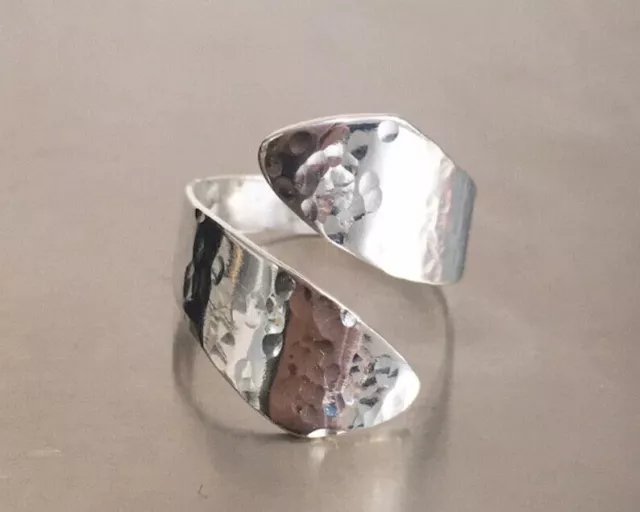 Gehämmerter Silberring 925 Sterling Silber, Ring für Frauen, verstellbarer...