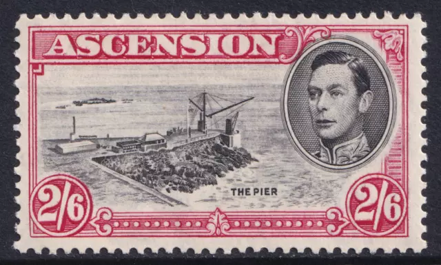 Ascension Island KGVI 1938-53 2s6d Black Deep Carmine P13.5 SG45 Mint MH