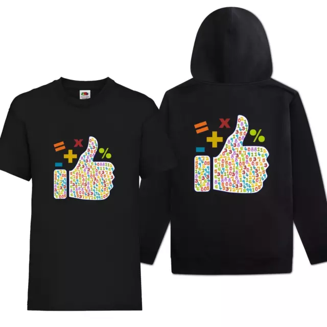 Kids Boys Girls Maths Day Thumbs Up Hoodie T-Shirt Number Childrens School Event