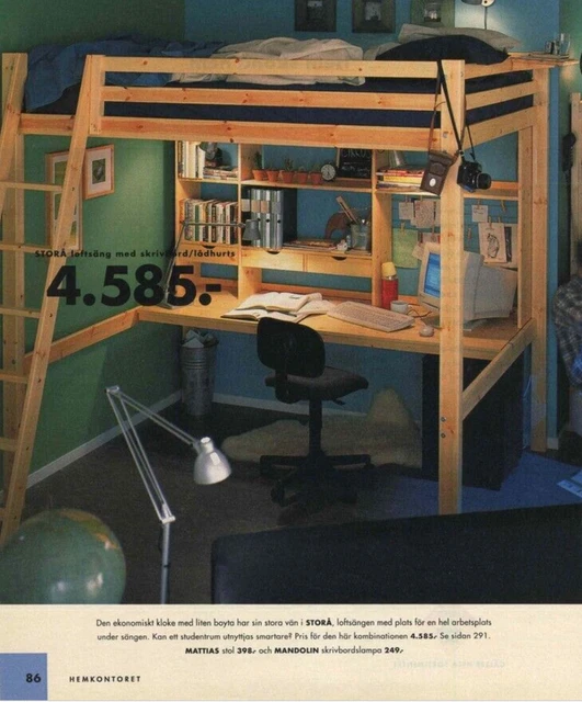 IKEA SOLID PINE STORA Double Loft Bed High Sleeper Bed Frame £149.99