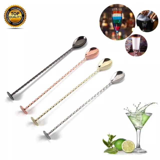 Cocktail Drink Mixer Stainless Steel Twisted Bartenders Bar Spoon Stirrer - 28cm