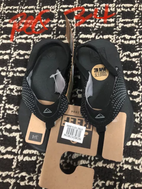 Boys Reef flip flops size 3-4 toddler black new w/tags